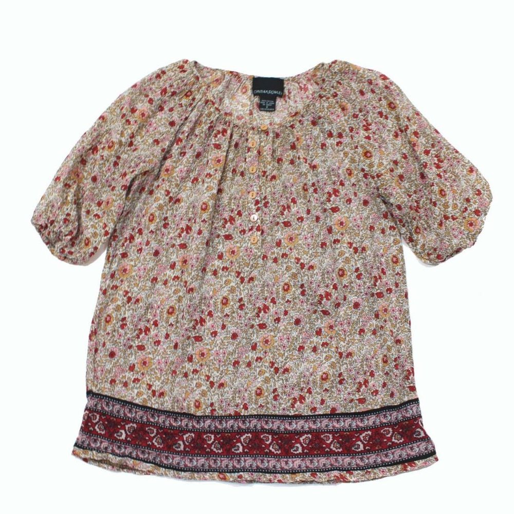 Anthropologie Indian Cotton Floral Peasant Blouse
